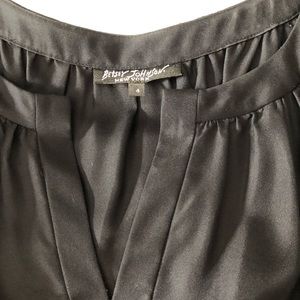 Betsey Johnson tie-sleeve black satin dress